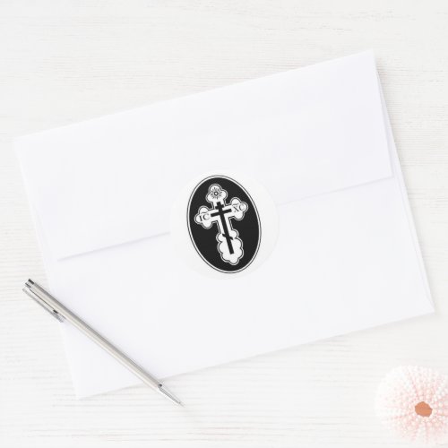 St Olga Orthodox Cross Classic Round Sticker