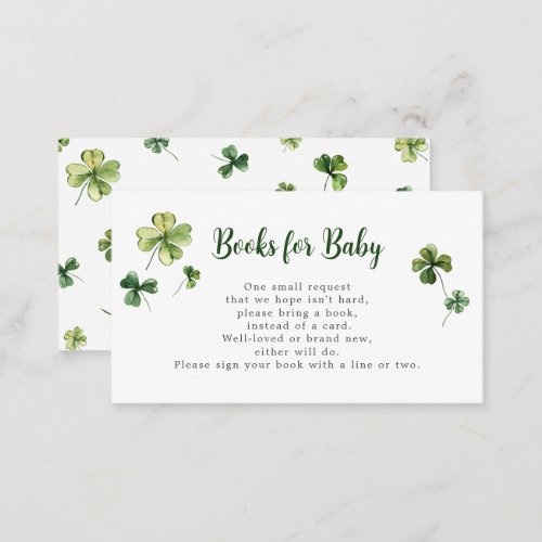 St OPatricks Day Shamrock Lucky Books for Baby Enclosure Card