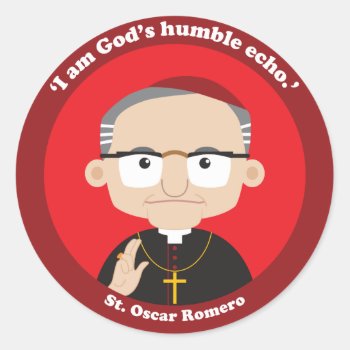 St. Oscar Romero Classic Round Sticker by happysaints at Zazzle