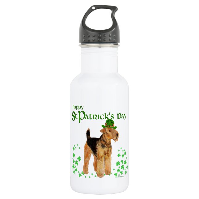 St Paddys Day Airedale Water Bottle (Front)