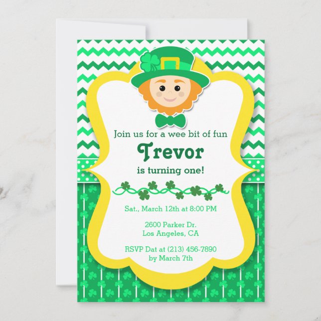 St. Paddy's Day Birthday Party Invitation (Front)