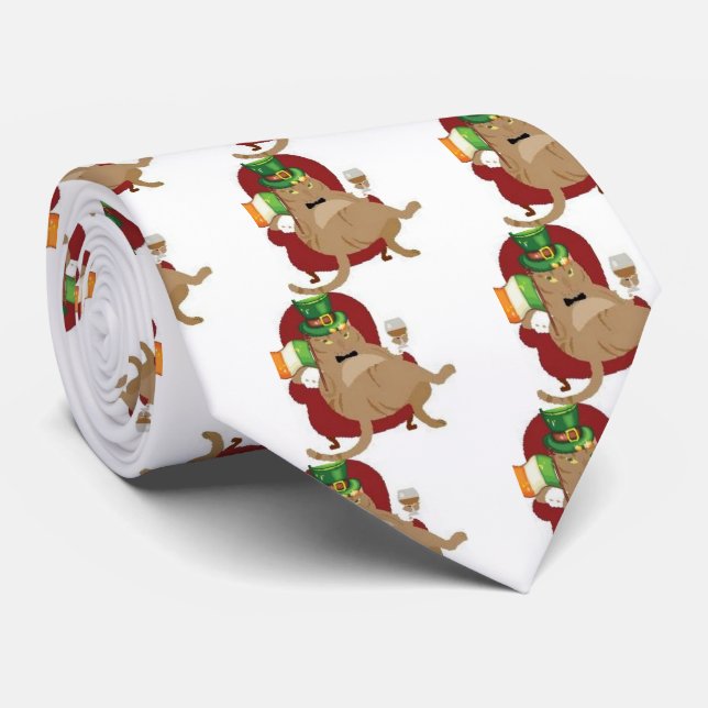 St. Paddy's Day Fat Cat Neck Tie (Rolled)