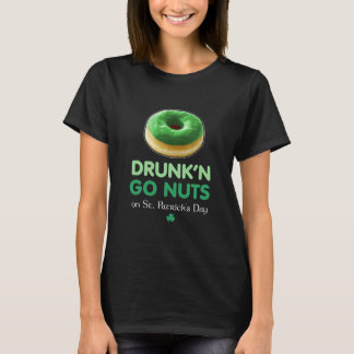 St Paddy's Day Go Nuts Donut Green Drunk Shamrock T-Shirt