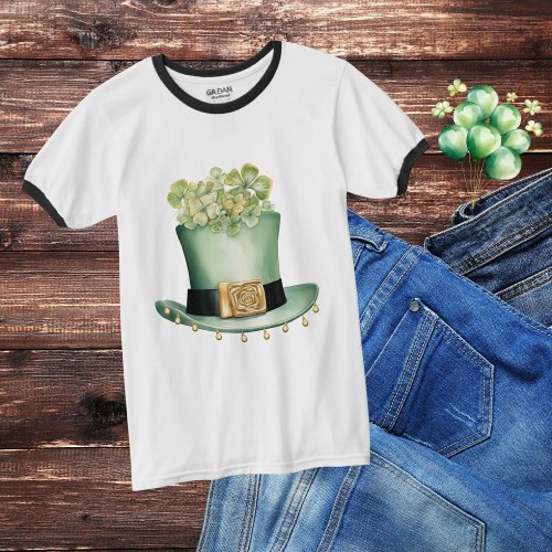 St Paddys Day Leprechaun Hat and Gold Buckle T_Shirt