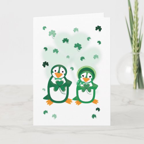 St Paddys Day Penguins Card