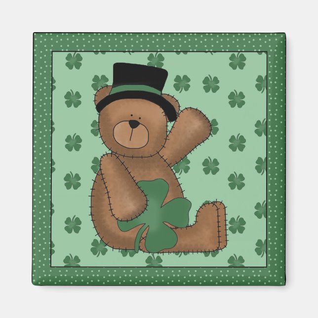 St. Paddy's Day Shamrock Bear Magnet (Front)