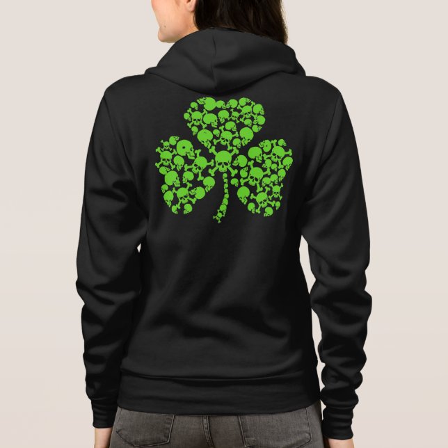 St Paddy's Day Skulls Shamrock Hoodie (Back)
