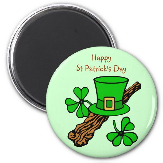 St Paddy's Day top hat, shamrock and shillelagh Magnet