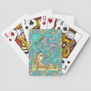 St. PADDY'S FISH AND OCTOPUS CHEERS TO GREEN BEER Poker Cards