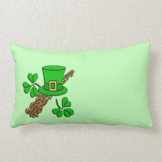 St Paddy's Hat and Shamrocks Throw Pillow