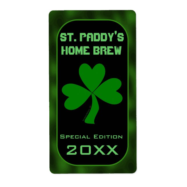 St Paddys Home Brew Green Shamrock Beer Labels (Front)