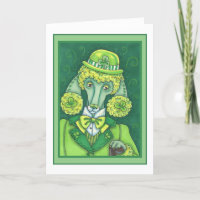 ST. PADDY'S IRISH GREEN FRENCH POODLE, LUCKY DOG HOLIDAY CARD