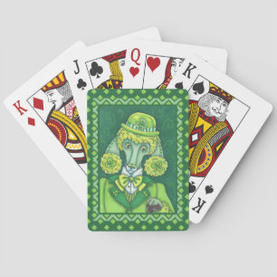 ST. PADDY'S IRISH GREEN FRENCH POODLE, LUCKY DOG POKER CARDS