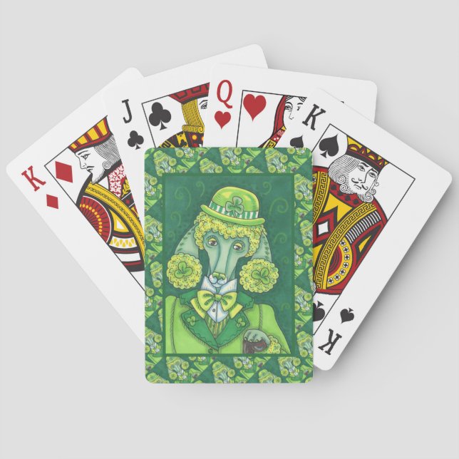 ST. PADDY'S IRISH GREEN FRENCH POODLE, LUCKY DOG POKER CARDS (Back)