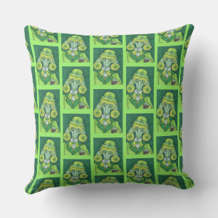 ST. PADDY'S IRISH GREEN FRENCH POODLE, LUCKY DOG THROW PILLOW