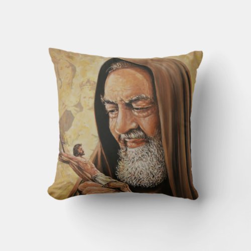 St Padre Pio Catholic Priest Religious Throw Pillow