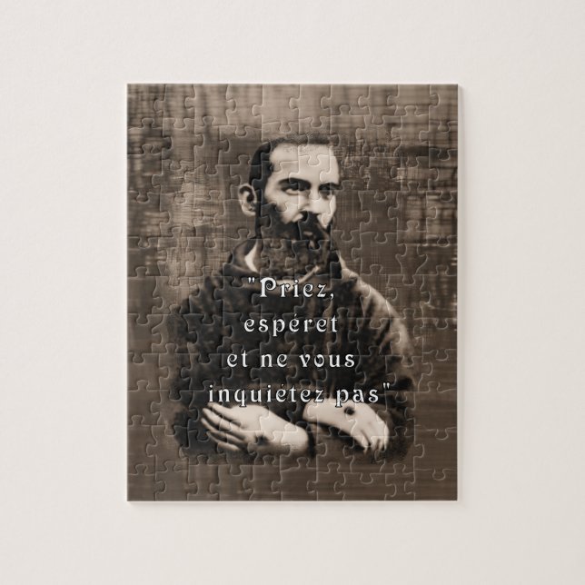 St Padre Pio Catholic Saint French quote   Jigsaw Puzzle (Vertical)