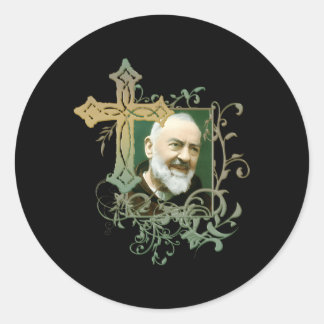 St Padre Pio Catholic Saints Prayer Cross Classic Round Sticker