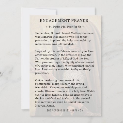 St Padre Pio Engagement Catholic Prayer Note Card