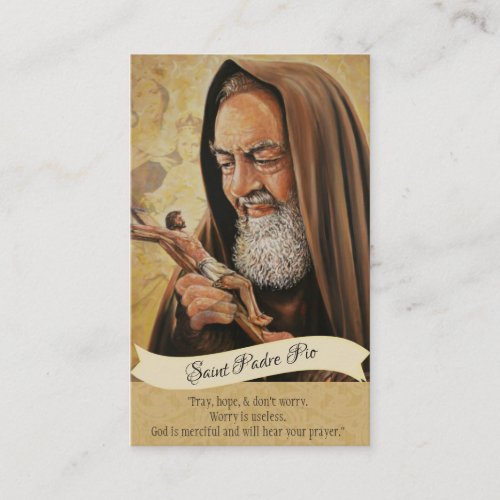 St Padre Pio Lady Mount Carmel Prayer Holy Card
