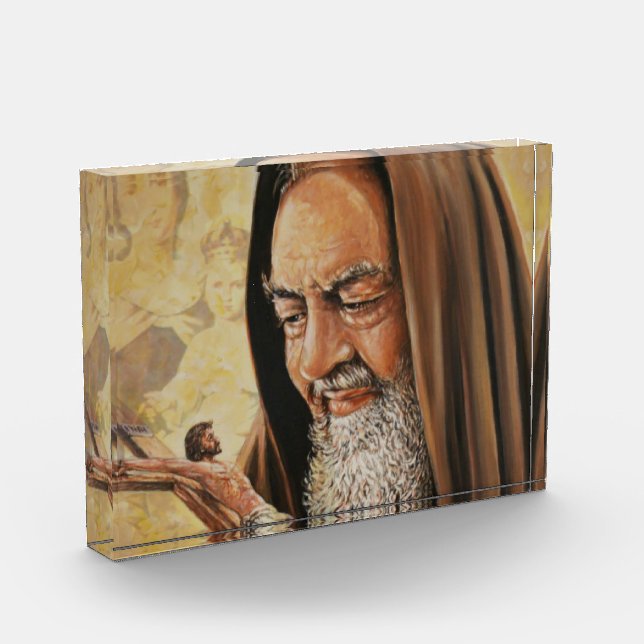 St. Padre Pio Priest Crucifix Jesus Photo Block (Left)