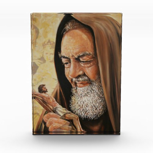 St Padre Pio Priest Crucifix Jesus Photo Block