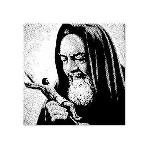 St Padre Pio Priest Crucifix Rubber Stamp