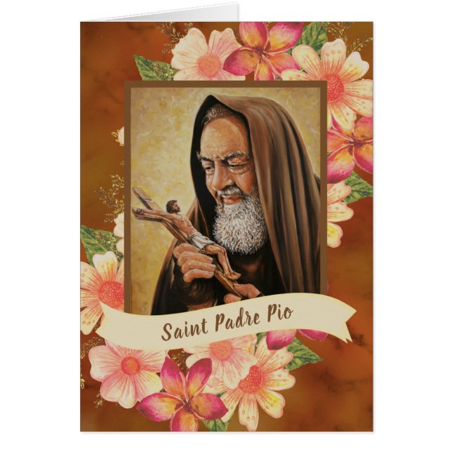 St. Padre Pio Priest Floral Crucifix Stigmata (Front)