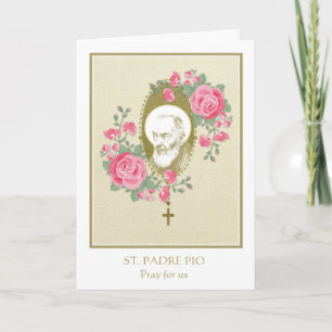 St. Padre Pio Priest Prayer Rosary Roses Card