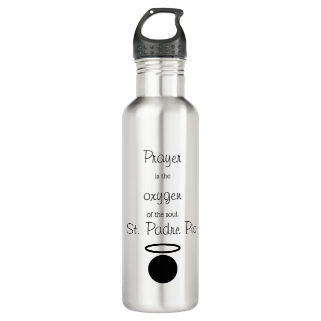St. Padre Pio Quote Water Bottle (Front)