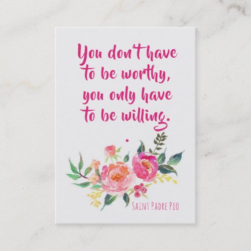 St Padre Pio Quote with Flowers Holy Card