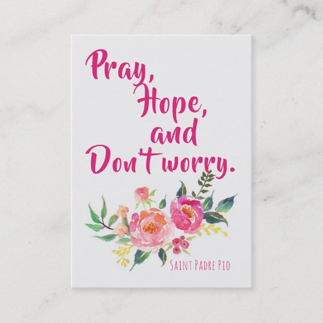 St. Padre Pio Quote with Flowers Holy Card (Front)