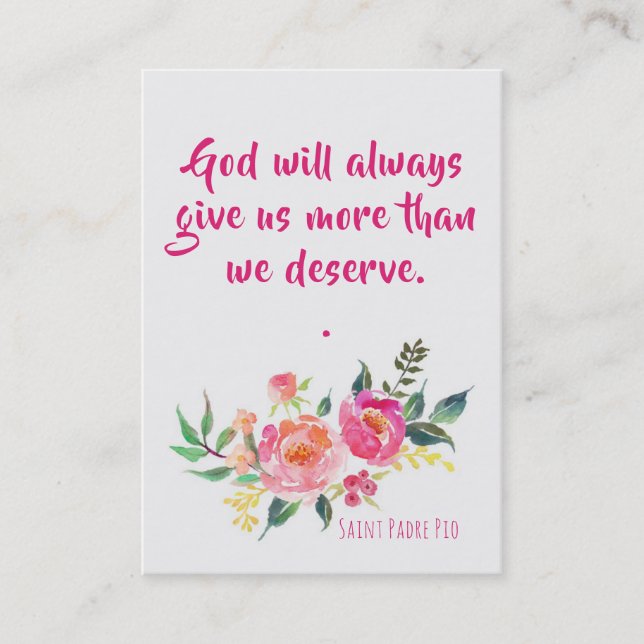 St. Padre Pio Quote with Flowers Holy Card (Front)