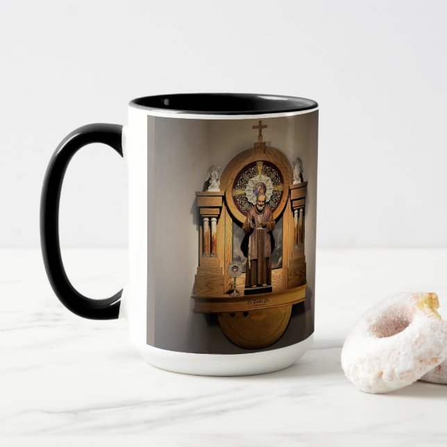 St. Padre Pio & St. Gemma Galgani Shrines Mug (With Donut)