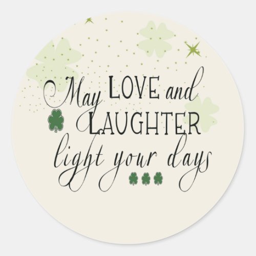 St Particks Day Irish Blessing Green Shamrocks  Classic Round Sticker