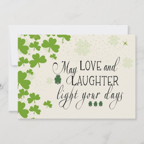 St Particks Day Irish Blessing Green Shamrocks Holiday Card