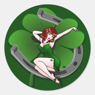 St. Partick's Stickers Lucky Charm Pin-up Sticker