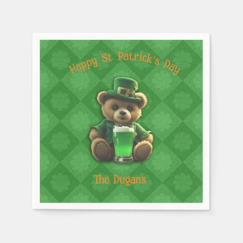 St Patircks Day Irish Teddy Bear Napkins