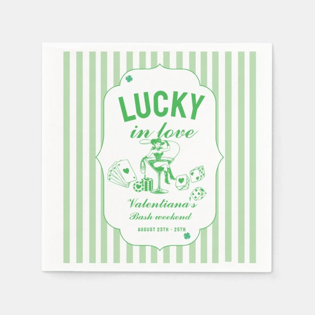 St patrcik lucky bachelorette in love party napkins (Front)