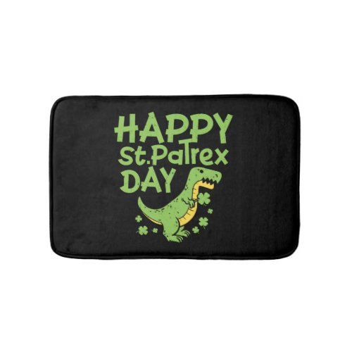 St Patrex Funny Irish T_Rex St Patricks Day Dino Bath Mat
