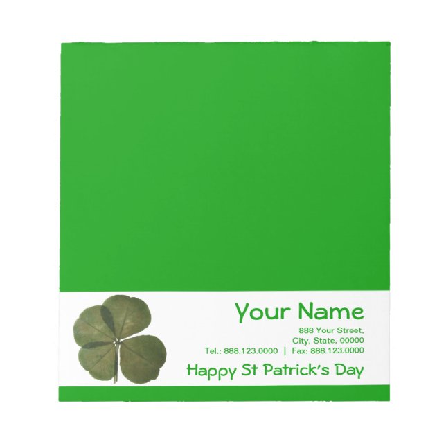 St Patrick 4 Leaf Clover Get Lucky Corporate Notep Notepad (Front)