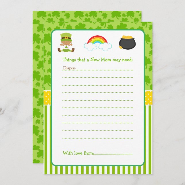 St Patrick African American Baby Girl Advice List Invitation (Front/Back)