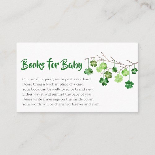 St Patrick Baby Shower Books for Baby Business Card