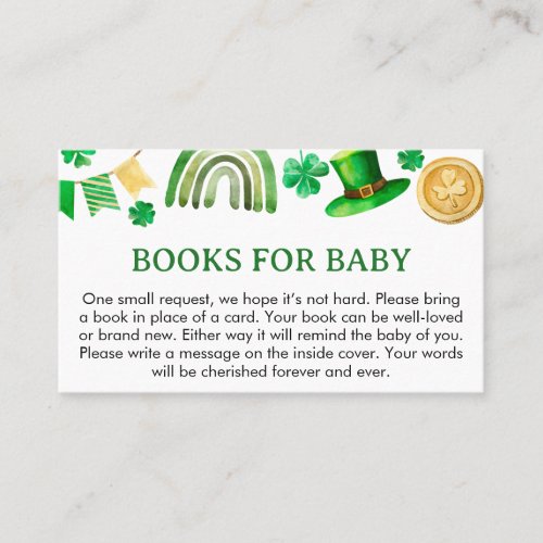 St Patrick Baby Shower Books for Baby Business Card