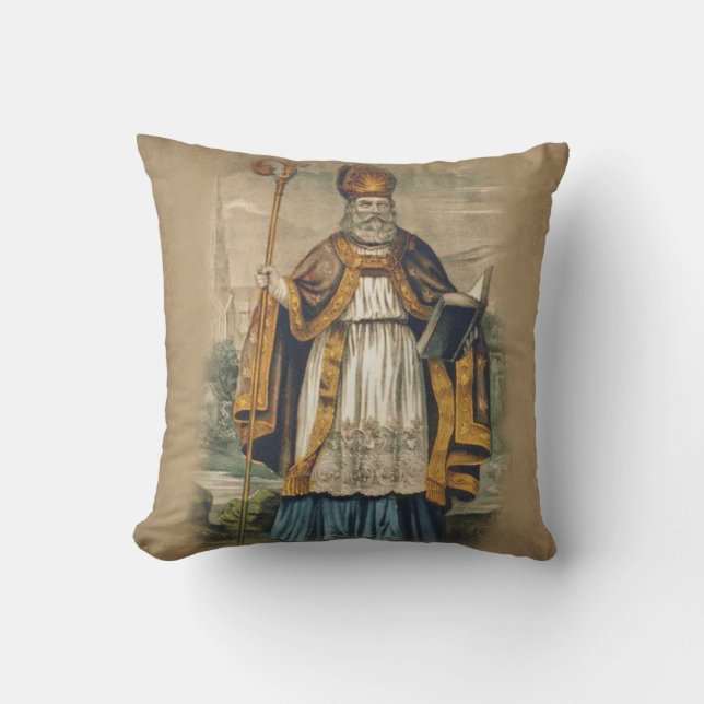 St. Patrick Bishop of Ireland Catholic Throw Pillow (Front)