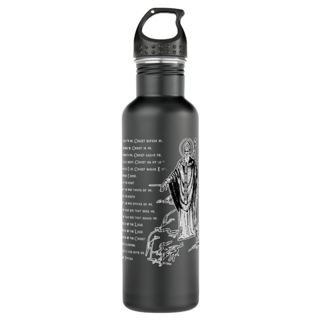 St Patrick Breastplate Prayer Catholic Saint Patri Stainless Steel Water Bottle (Front)
