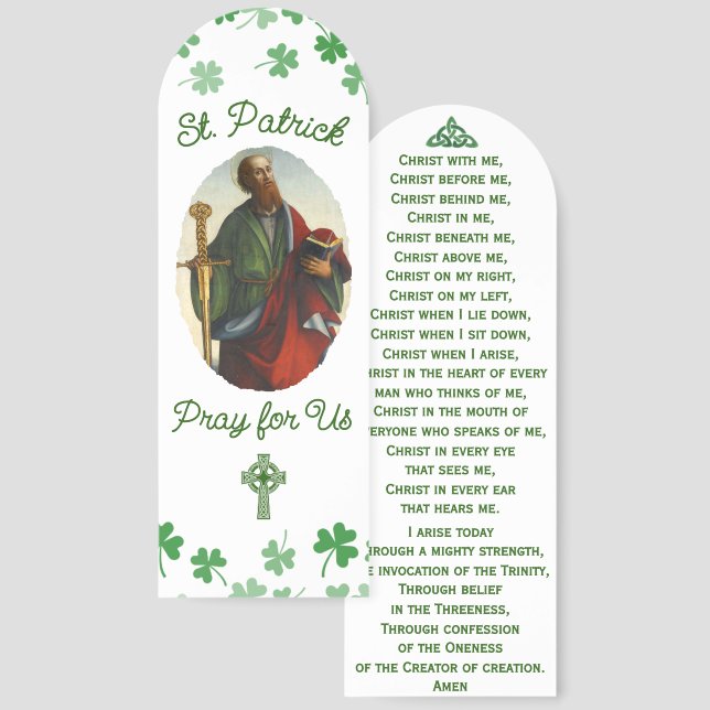 St. Patrick Breastplate Prayer | Celtic Cross  Bookmarks (Front & Back)