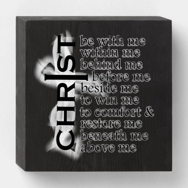 St Patrick Breastplate prayer Wooden Box Sign (Front Horizontal)