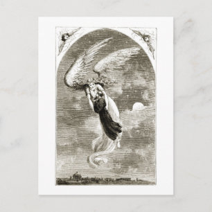 St. Patrick carried to Rome by the angel, from 'Th Postcard