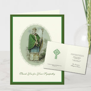 St. Patrick Catholic Irish Celtic Cross Condolence Letterpress Thank You Card